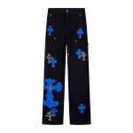 Chrome Hearts Blue Leopard Cross Patch Carpenter Pants