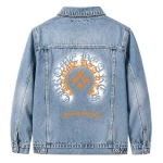 Chrome Hearts Blue Orange Logo Denim Jacket