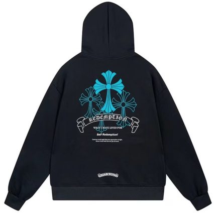 Chrome Hearts Blue Triple Cross Hoodie Black