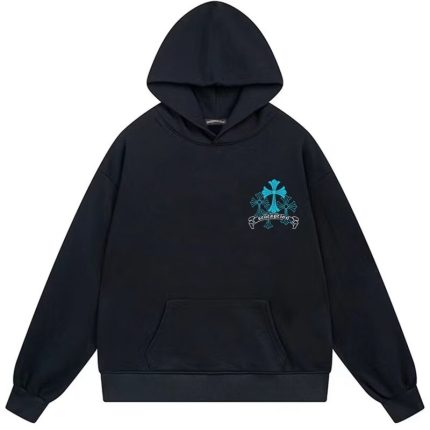 Chrome Hearts Blue Triple Cross Hoodie Black