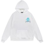 Chrome Hearts Blue Triple Cross Hoodie White