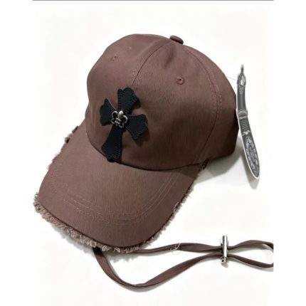 Chrome Hearts Brown Black Cross Distressed Baseball Cap