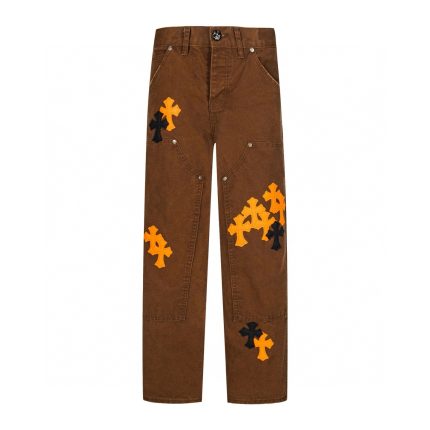 Chrome Hearts Brown Cross Patchwork Jeans