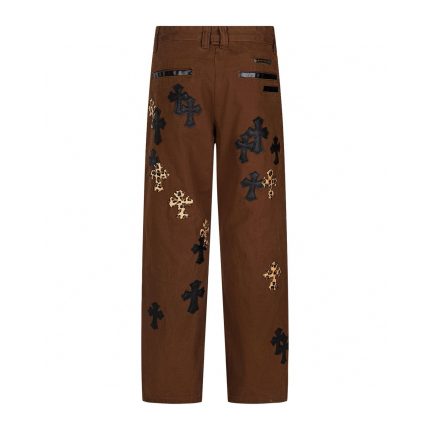 Chrome Hearts Brown Leopard Cross Patch Jeans
