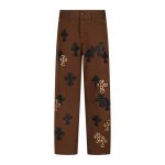 Chrome Hearts Brown Leopard Cross Patch Jeans