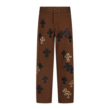 Chrome Hearts Brown Leopard Cross Patch Jeans