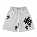 Chrome Hearts Cemetery Cross Logo Grey Sweat Shorts