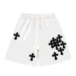 Chrome Hearts Cemetery Cross Logo White Sweat Shorts