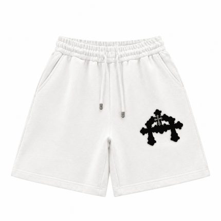Chrome Hearts Cemetery Cross Logo White Sweat Shorts