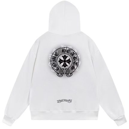 Chrome Hearts Classic Gothic Cross Back Print White Hoodie