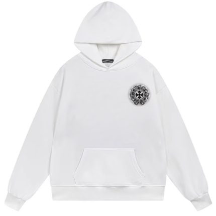 Chrome Hearts Classic Gothic Cross Back Print White Hoodie