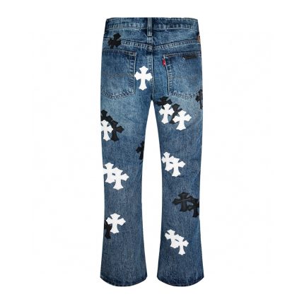 Chrome Hearts Cross Patch Blue Flare Jeans