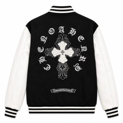 Chrome Hearts Cross Patch Varsity Jacket – BlackWhite