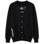 Chrome Hearts Cross Patch Waffle Knit Cardigan
