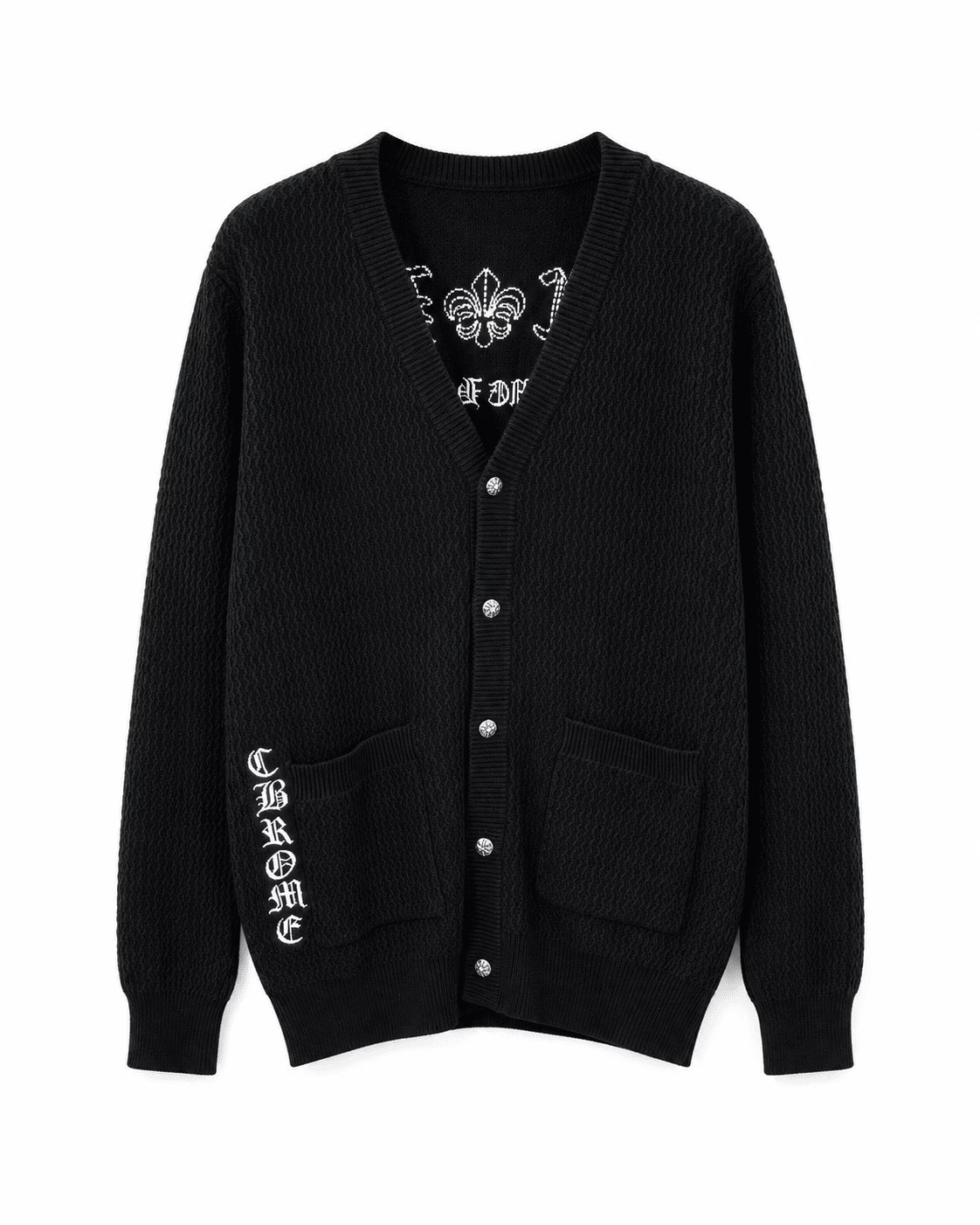 Chrome Hearts Cross Patch Waffle Knit Cardigan Chrome Hearts Cross Patch Waffle Knit Cardigan