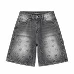 Chrome Hearts Cross Patch Washed Black Denim Shorts