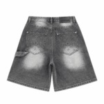 Chrome Hearts Cross Patch Washed Black Denim Shorts