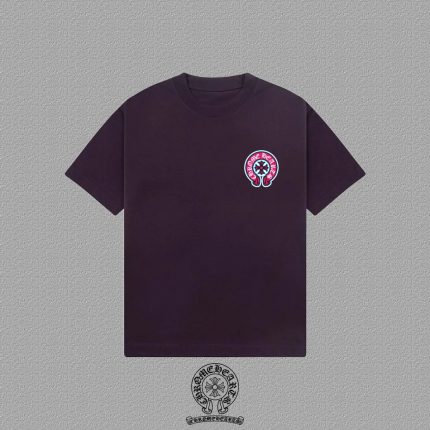 Chrome Hearts Dark Purple Pink Horseshoe Graphic T-Shirt