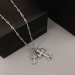 Chrome Hearts Double Cross Crystal Necklace
