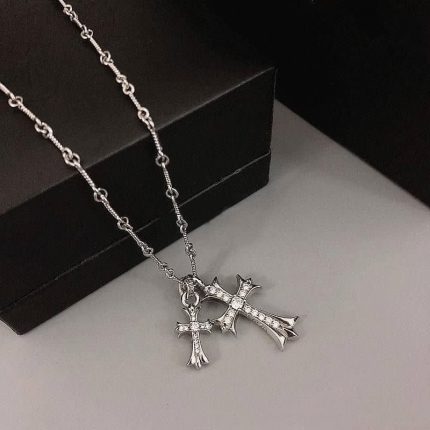 Chrome Hearts Double Cross Crystal Necklace