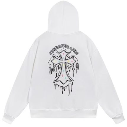 Chrome Hearts Dripping Cross White Hoodie