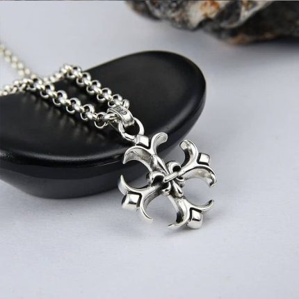 Chrome Hearts Fleur Cross Pendant Necklace