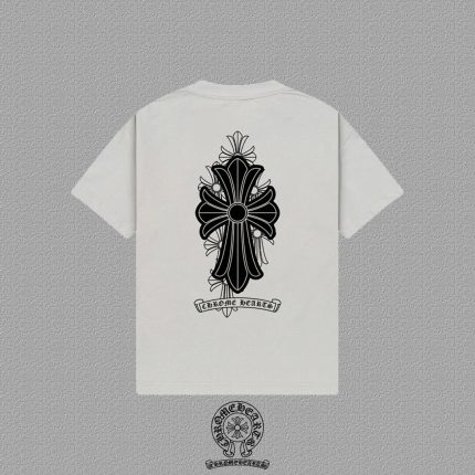 Chrome Hearts Floral Cross Back Print T-Shirt Cream