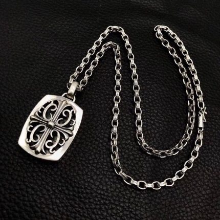 Chrome Hearts Floral Cross Dog Tag Necklace
