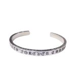 Chrome Hearts Forever Engraved Open Cuff Bracelet