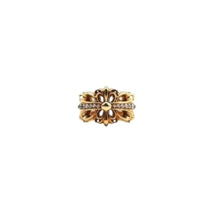 Chrome Hearts Gold Diamond Cross Ring