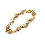 Chrome Hearts Gold Dice & Floral Link Bracelet