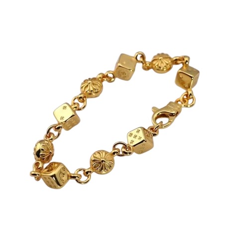 Chrome Hearts Gold Dice & Floral Link Bracelet Chrome Hearts Gold Dice & Floral Link Bracelet