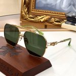 Chrome Hearts Gold Hexagon Green Lens Sunglasses