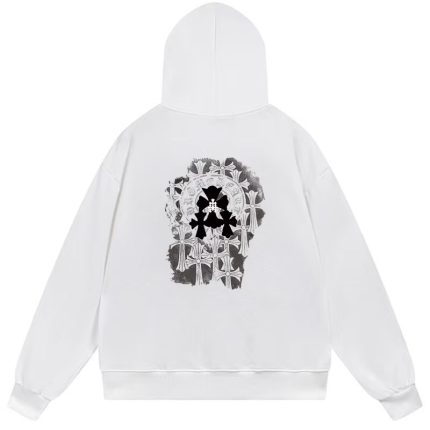 Chrome Hearts Gothic Cross Graphic White Hoodie