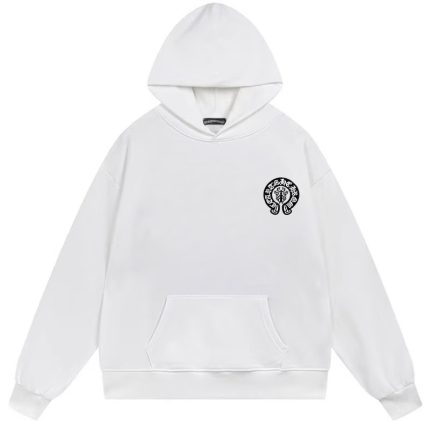 Chrome Hearts Gothic Horseshoe Logo White Hoodie