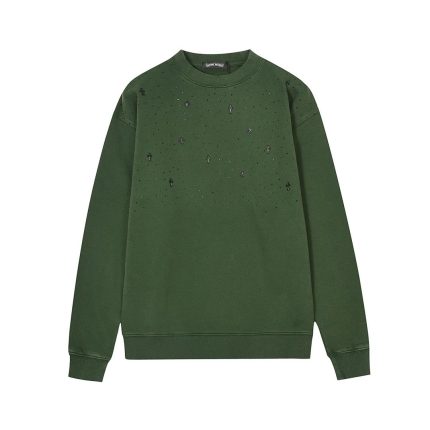 Chrome Hearts Green Distressed Cross Crewneck Sweatshirt