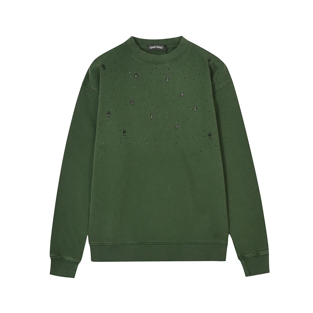 Chrome Hearts Green Distressed Cross Crewneck Sweatshirt Chrome Hearts Green Distressed Cross Crewneck Sweatshirt