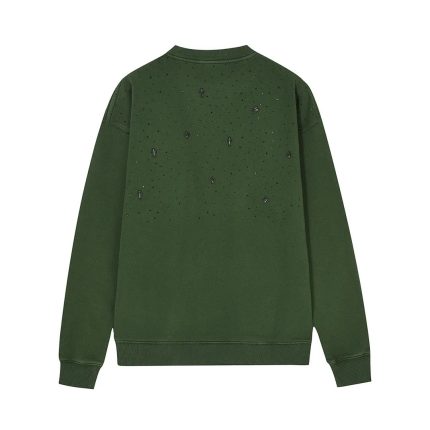 Chrome Hearts Green Distressed Cross Crewneck Sweatshirt