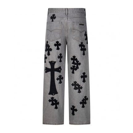 Chrome Hearts Grey Cross Patch Jeans