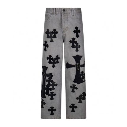 Chrome Hearts Grey Cross Patch Jeans