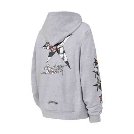 Chrome Hearts Grey Star Mouth Graphic Hoodie