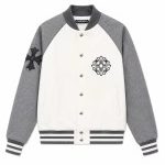 Chrome Hearts Grey & White Wool Varsity Jacket