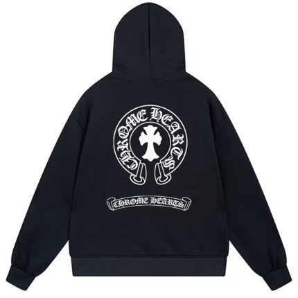 Chrome Hearts Horseshoe Cross Logo Black Hoodie
