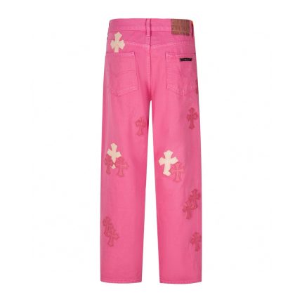 Chrome Hearts Hot Pink Cross Patch Jeans