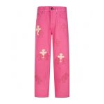 Chrome Hearts Hot Pink Cross Patch Jeans