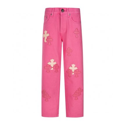 Chrome Hearts Hot Pink Cross Patch Jeans