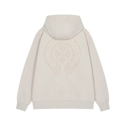 Chrome Hearts Ivory Pearl Cross Zip-Up Hoodie