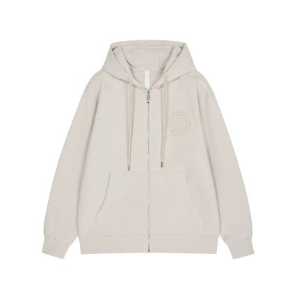 Chrome Hearts Ivory Pearl Cross Zip-Up Hoodie