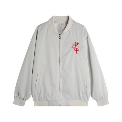 Chrome Hearts Ivory Red Cross Horseshoe Bomber Jacket