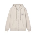 Chrome Hearts Ivory Rhinestone Cross Zip-Up Hoodie